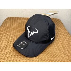 NEW Nike Rafa Nadal Adjustable Tennis Hat Club Cap Black White FB5600-010
